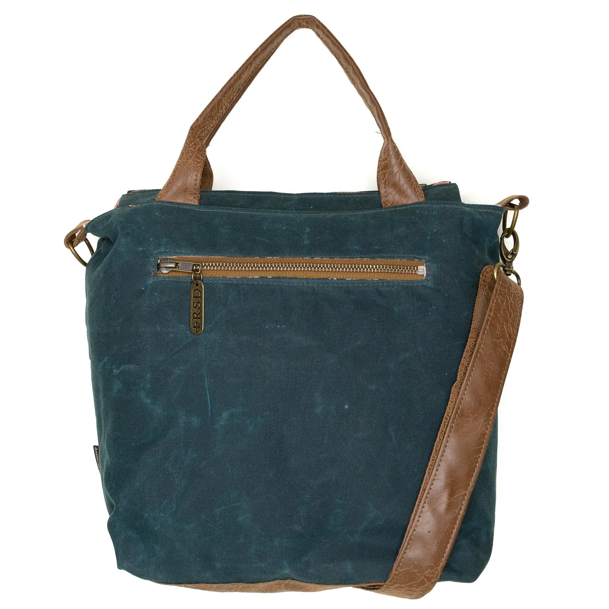 Amber Crossbody Premier: Deep Teal Waxed Canvas