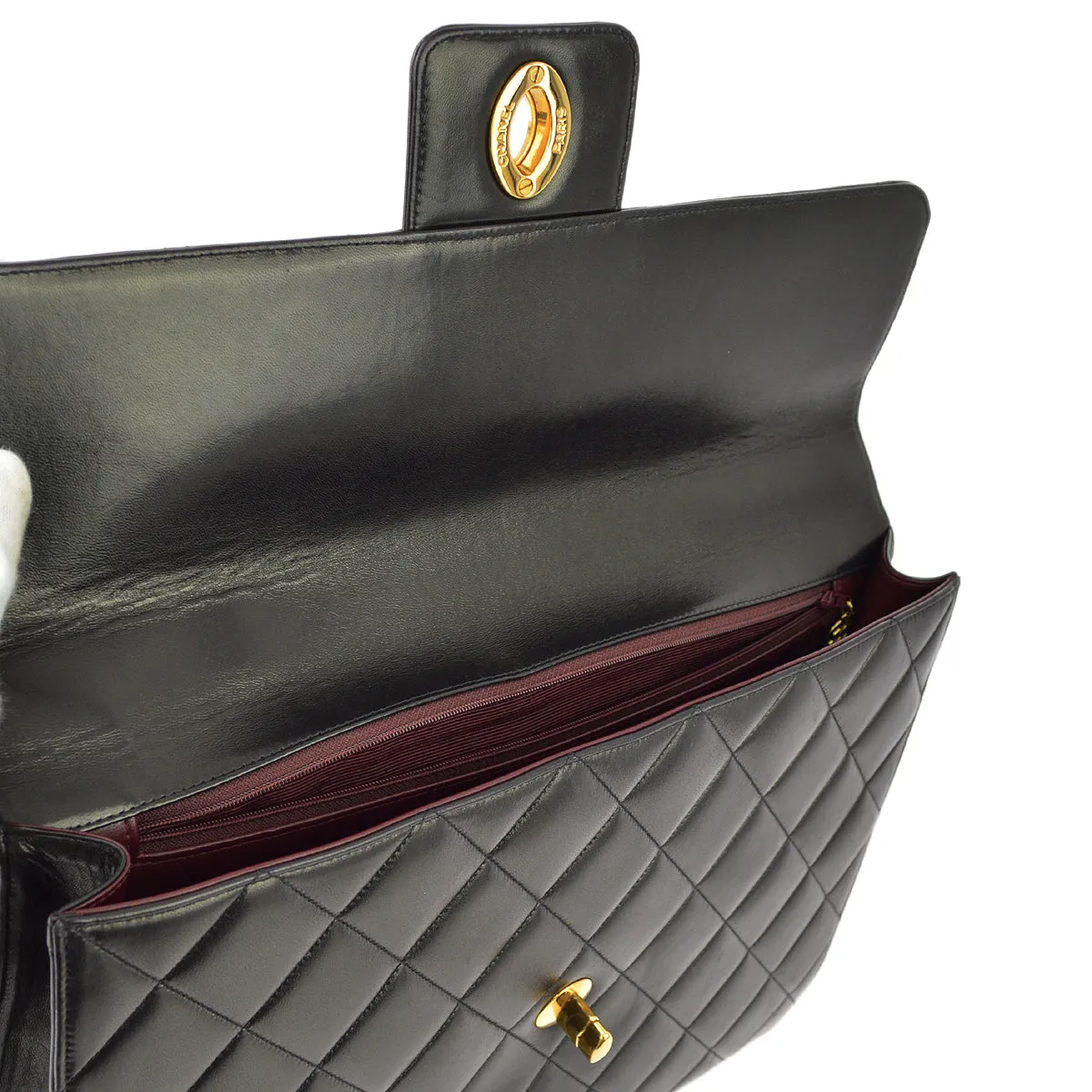 Chanel 1994-1996 Black Lambskin Briefcase Business Handbag