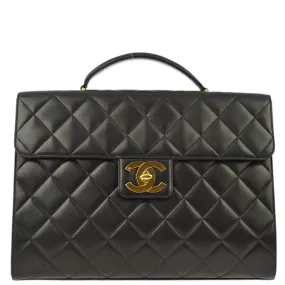 Chanel 1994-1996 Black Lambskin Briefcase Business Handbag