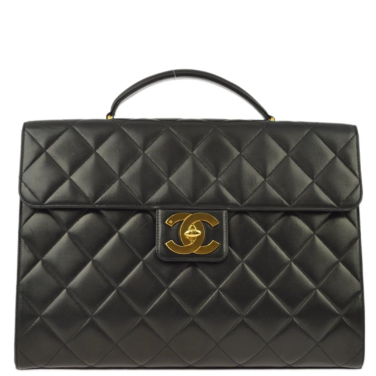 Chanel 1994-1996 Black Lambskin Briefcase Business Handbag