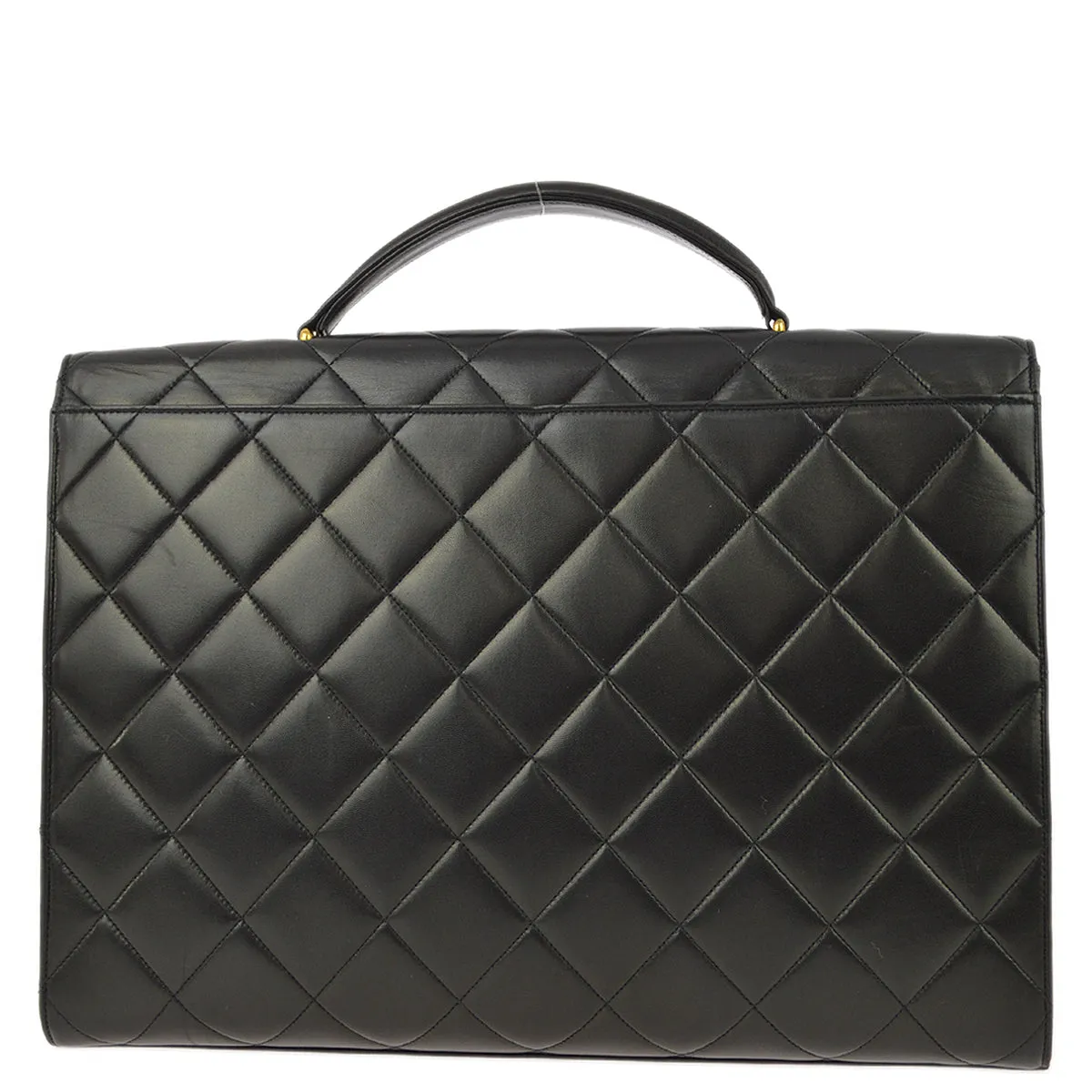 Chanel 1994-1996 Black Lambskin Briefcase Business Handbag