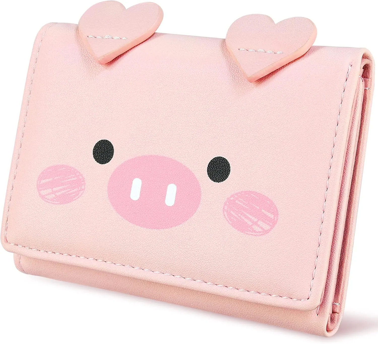 CONISY Cute Wallets for Women, Leather RFID Blocking Small Trifold Wallet with ID Window for Girls and Ladies Womens Wallet, Pink, Small, Casual