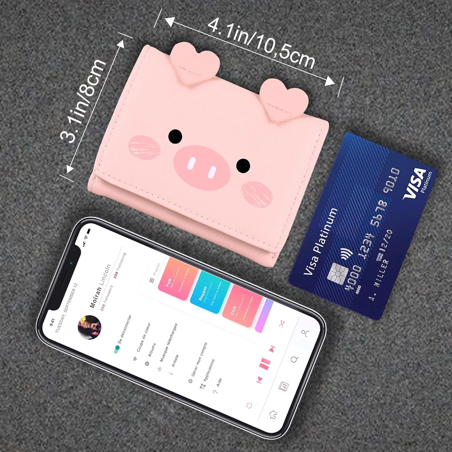 CONISY Cute Wallets for Women, Leather RFID Blocking Small Trifold Wallet with ID Window for Girls and Ladies Womens Wallet, Pink, Small, Casual