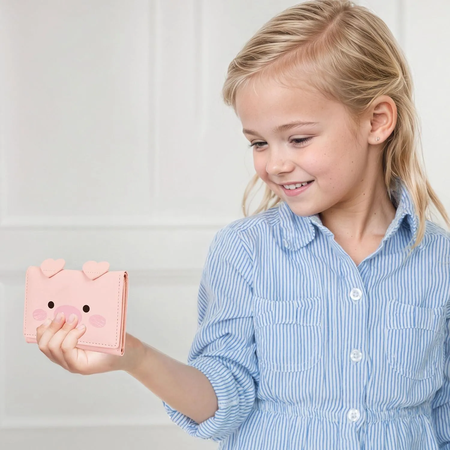 CONISY Cute Wallets for Women, Leather RFID Blocking Small Trifold Wallet with ID Window for Girls and Ladies Womens Wallet, Pink, Small, Casual