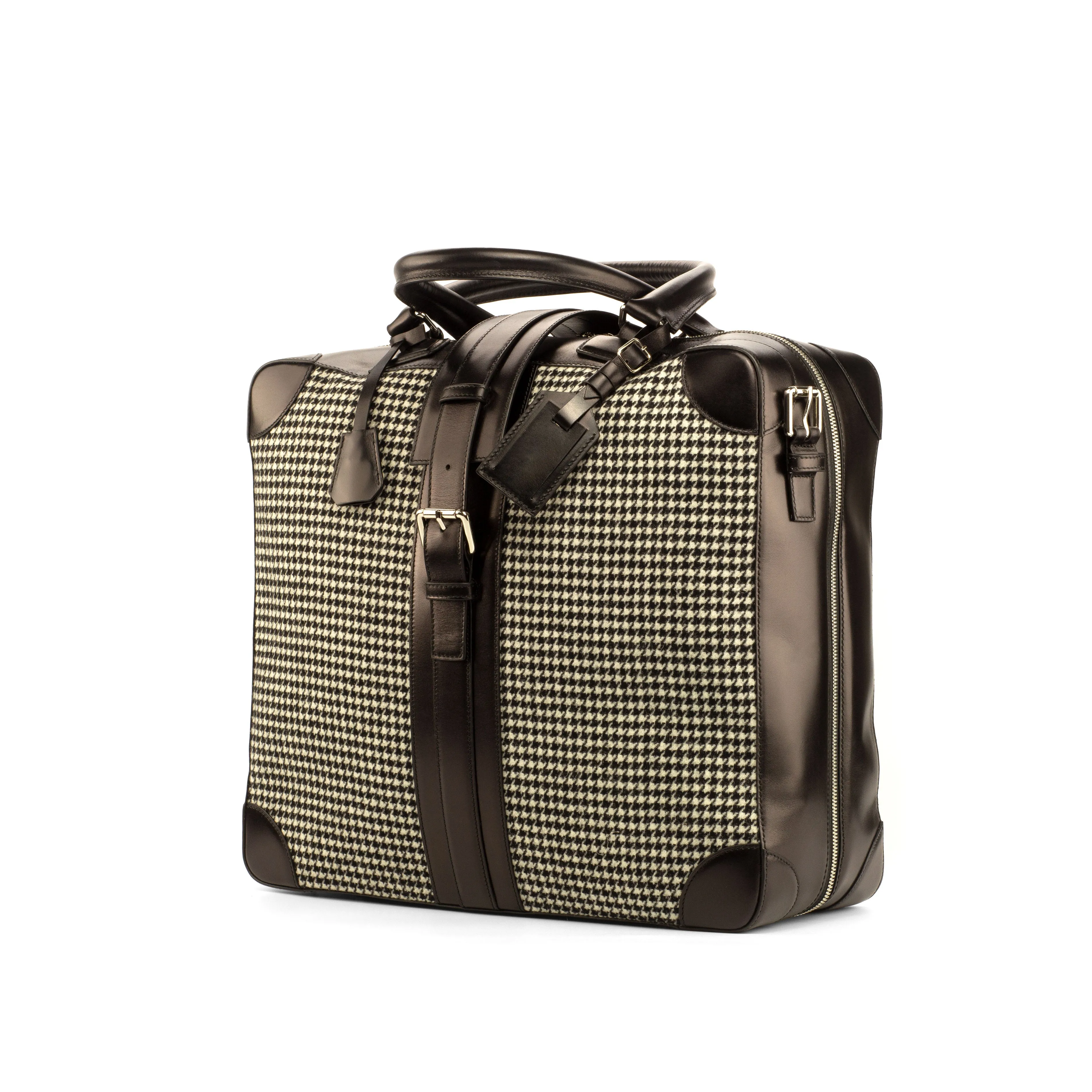 DapperFam Luxe Men's Travel Tote in Houndstooth Sartorial