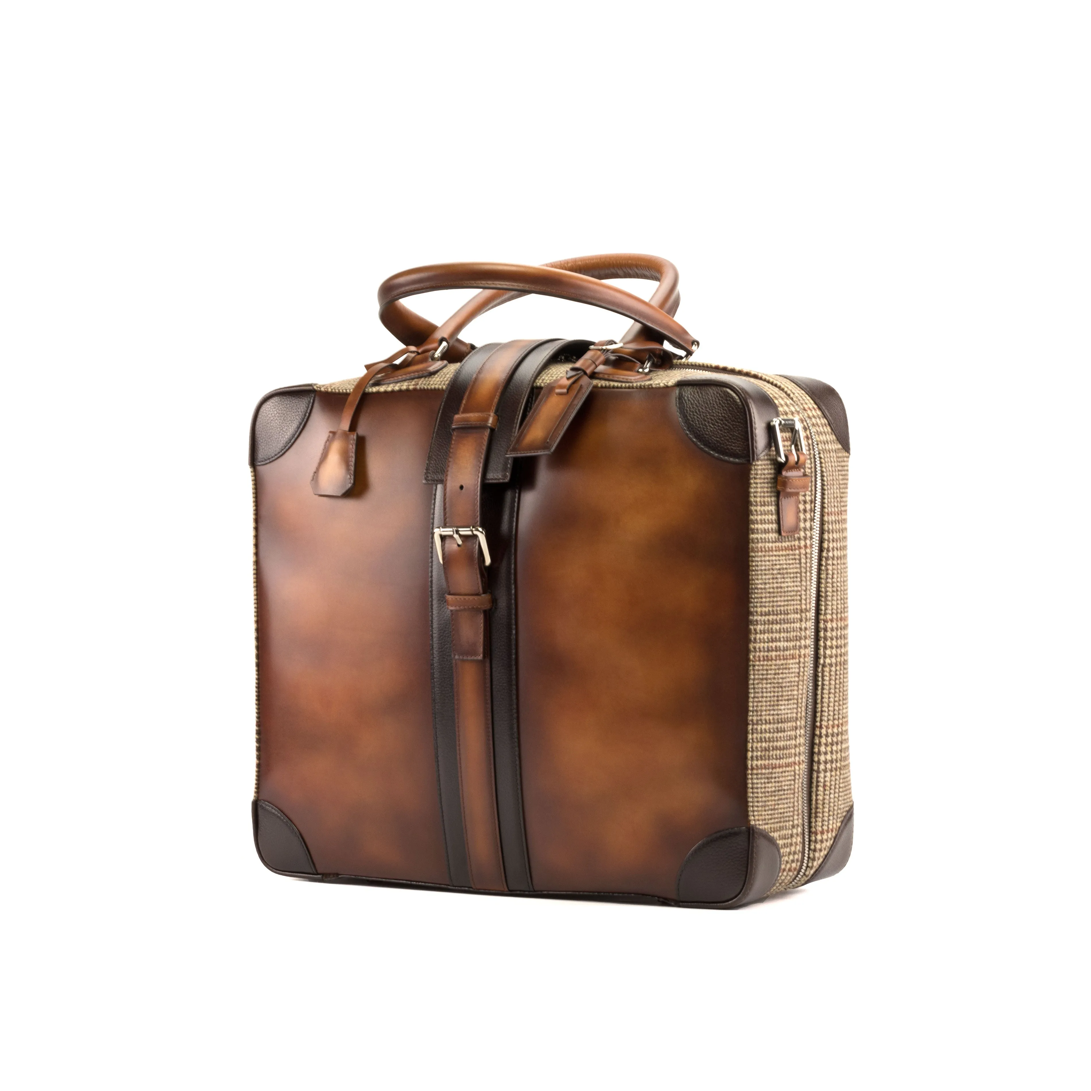 DapperFam Luxe Men's Travel Tote in Tweed Sartorial