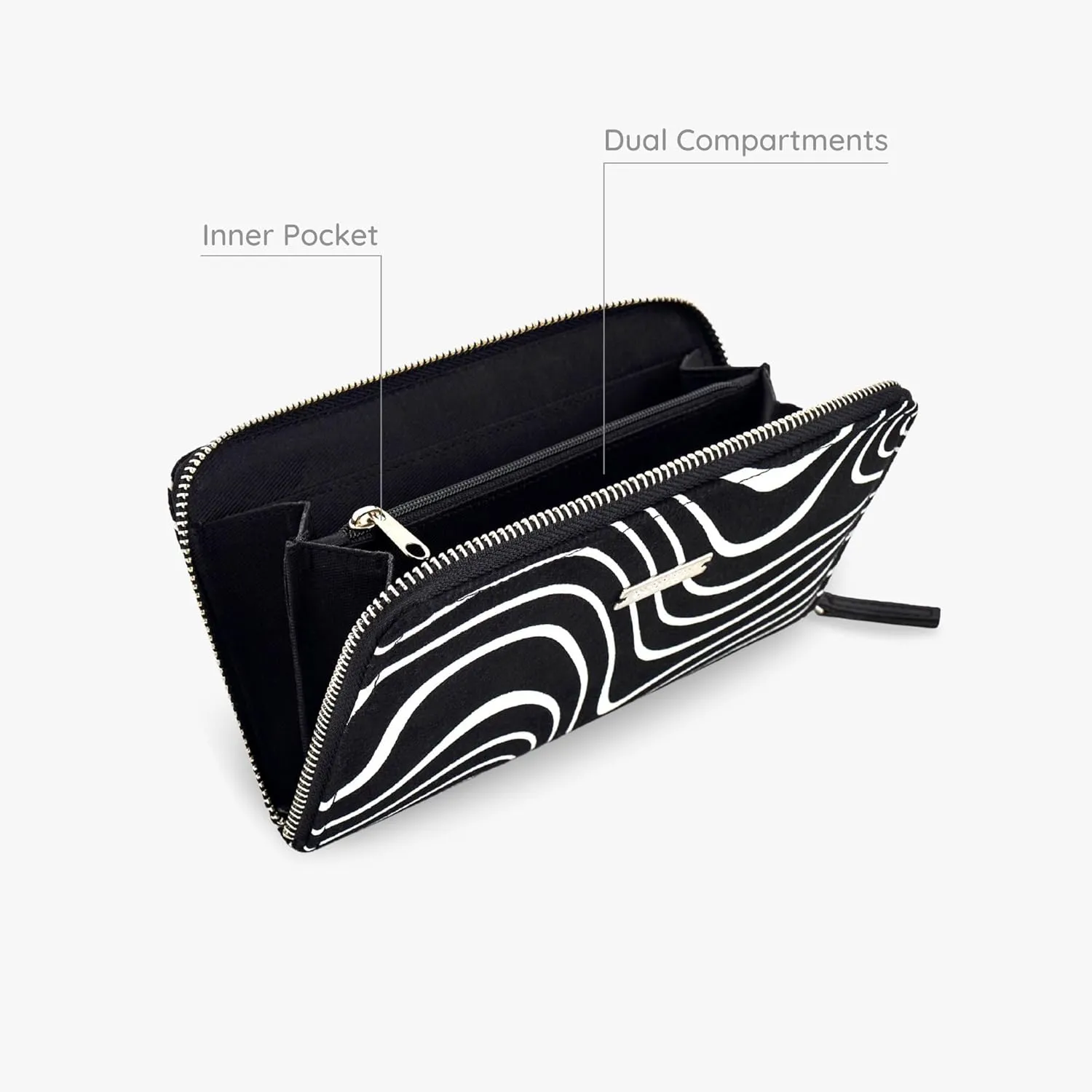 Ecoright Canvas Wallet for Women, Compact Wallet with Passport, Credit Card Holder, Coin Pouch, Women Wallet with Zipper, Curvy Contours, One Size, Casual