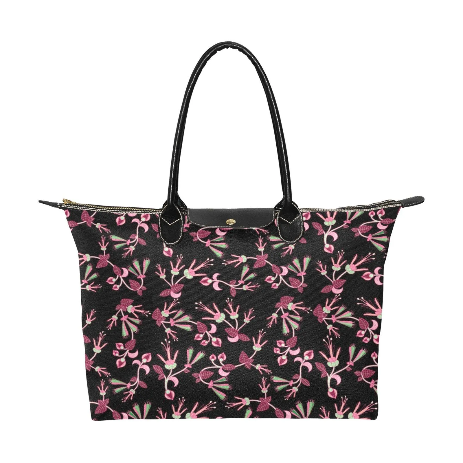 Floral Green Black Single-Shoulder Lady Handbag