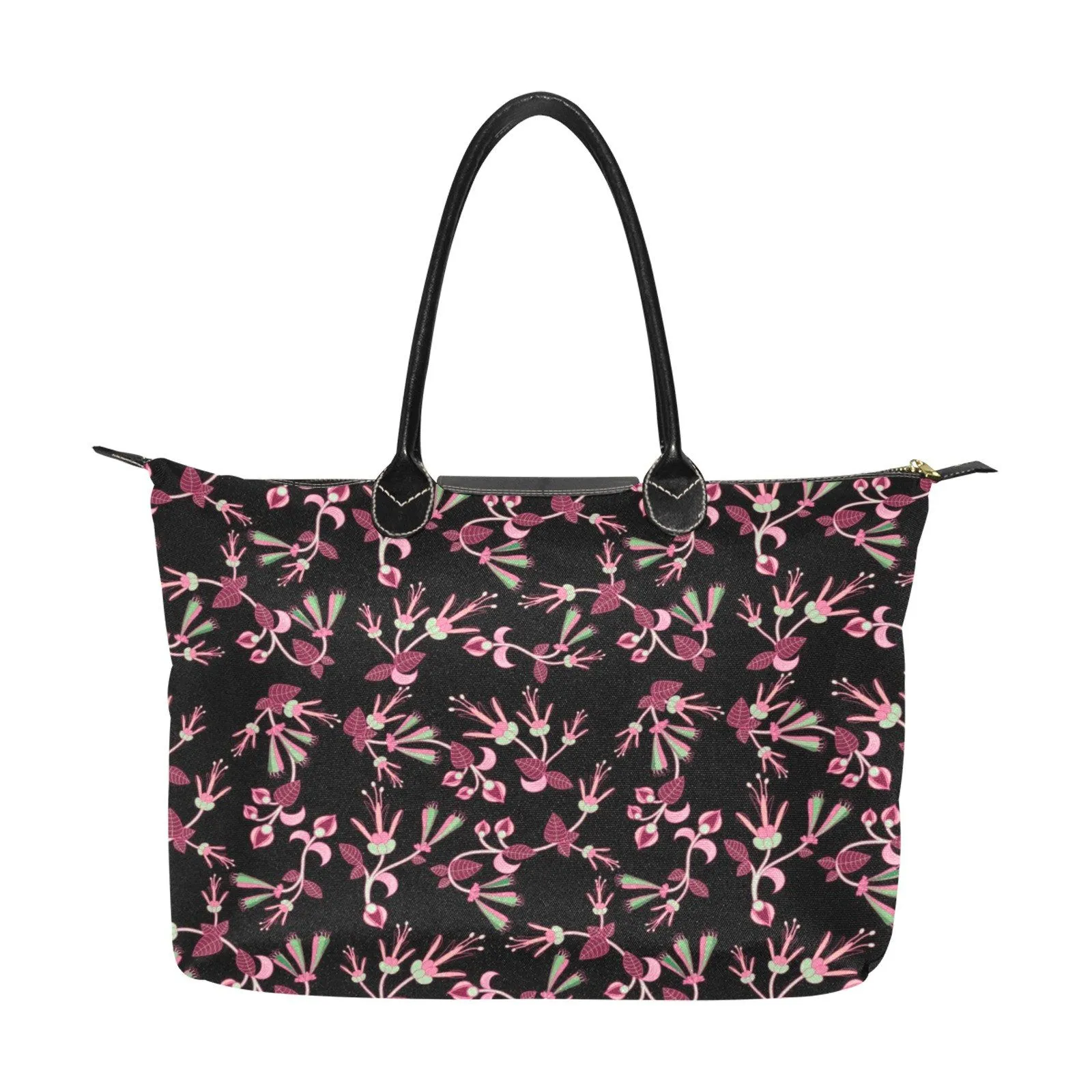 Floral Green Black Single-Shoulder Lady Handbag