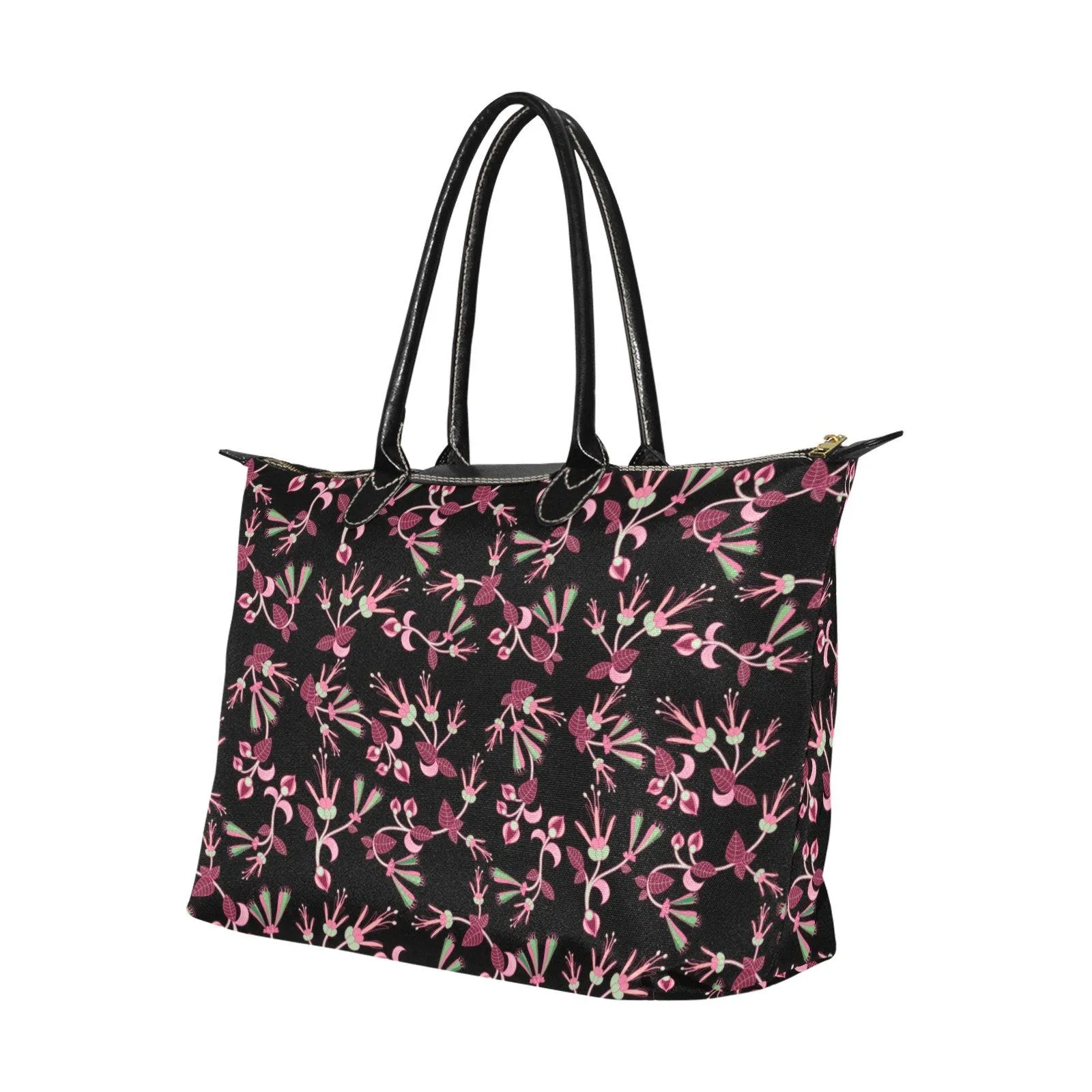 Floral Green Black Single-Shoulder Lady Handbag