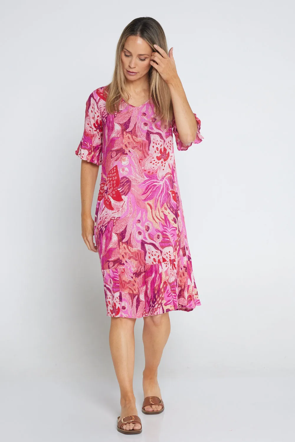 Jessica Sleeved Dress - Pink Floral