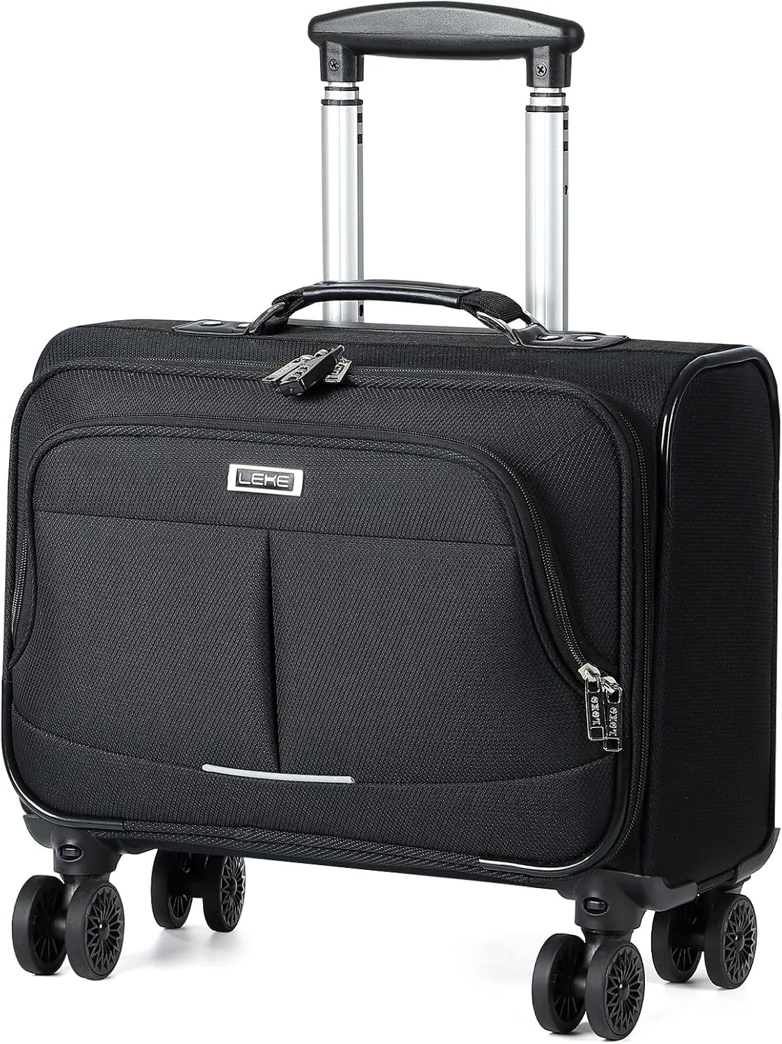 Lekebobor Rolling Laptop Bag With a Compact Combination Lock，Rolling Laptop Briefcase on Wheels for Women/Men Fits Up to 15.6Inch computer Bags Water Resistant for Work Travel and Business, Black