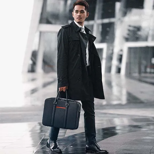 Manhattan Double-Zip Leather Briefcase
