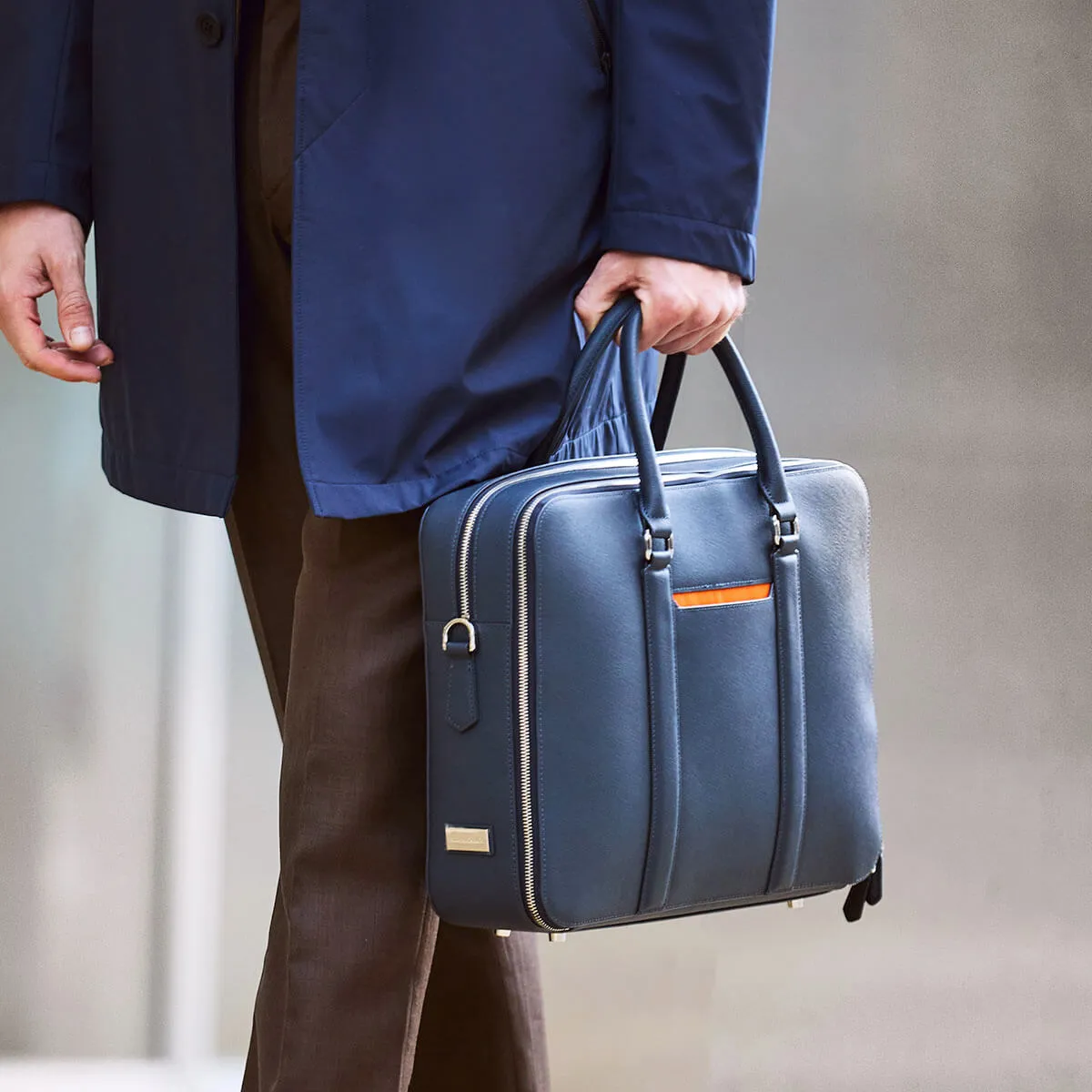 Manhattan Double-Zip Leather Briefcase