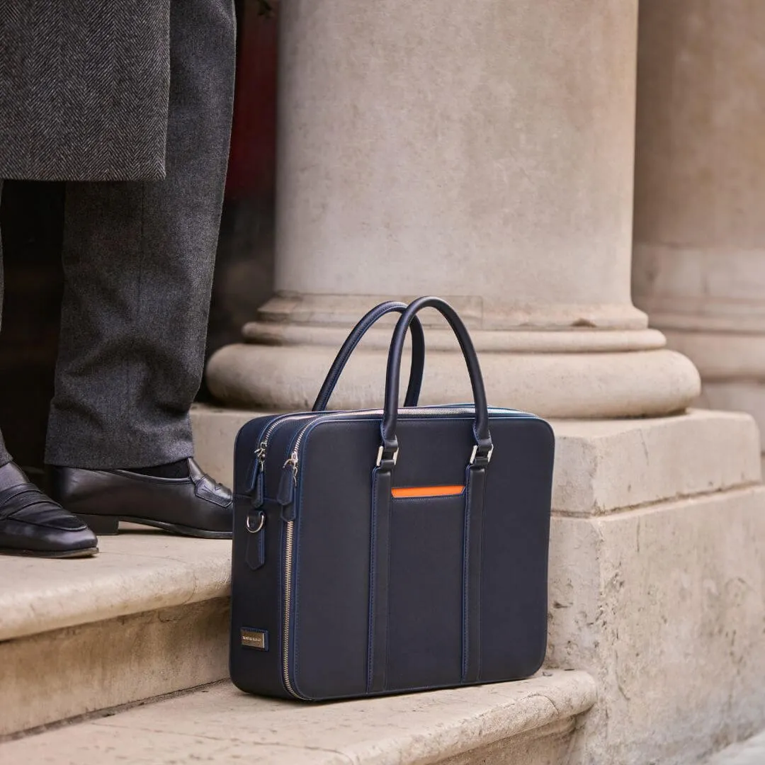Manhattan Double-Zip Leather Briefcase