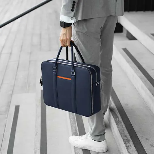 Manhattan Double-Zip Leather Briefcase