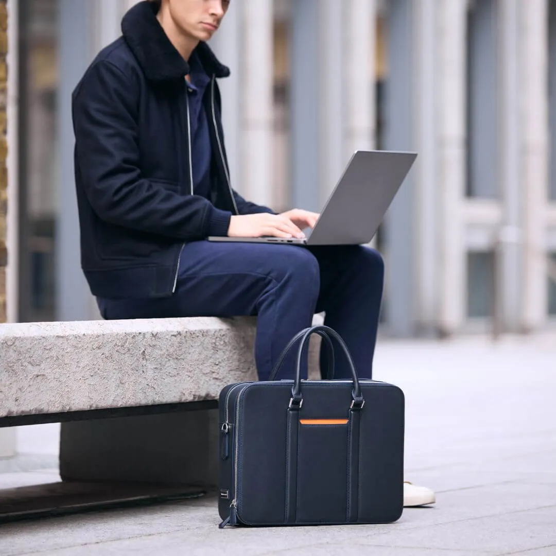 Manhattan Double-Zip Leather Briefcase