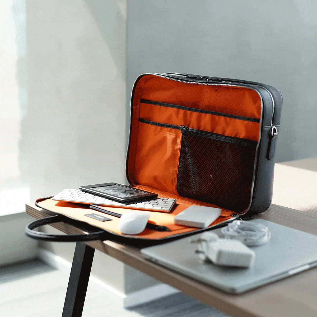 Manhattan Double-Zip Leather Briefcase