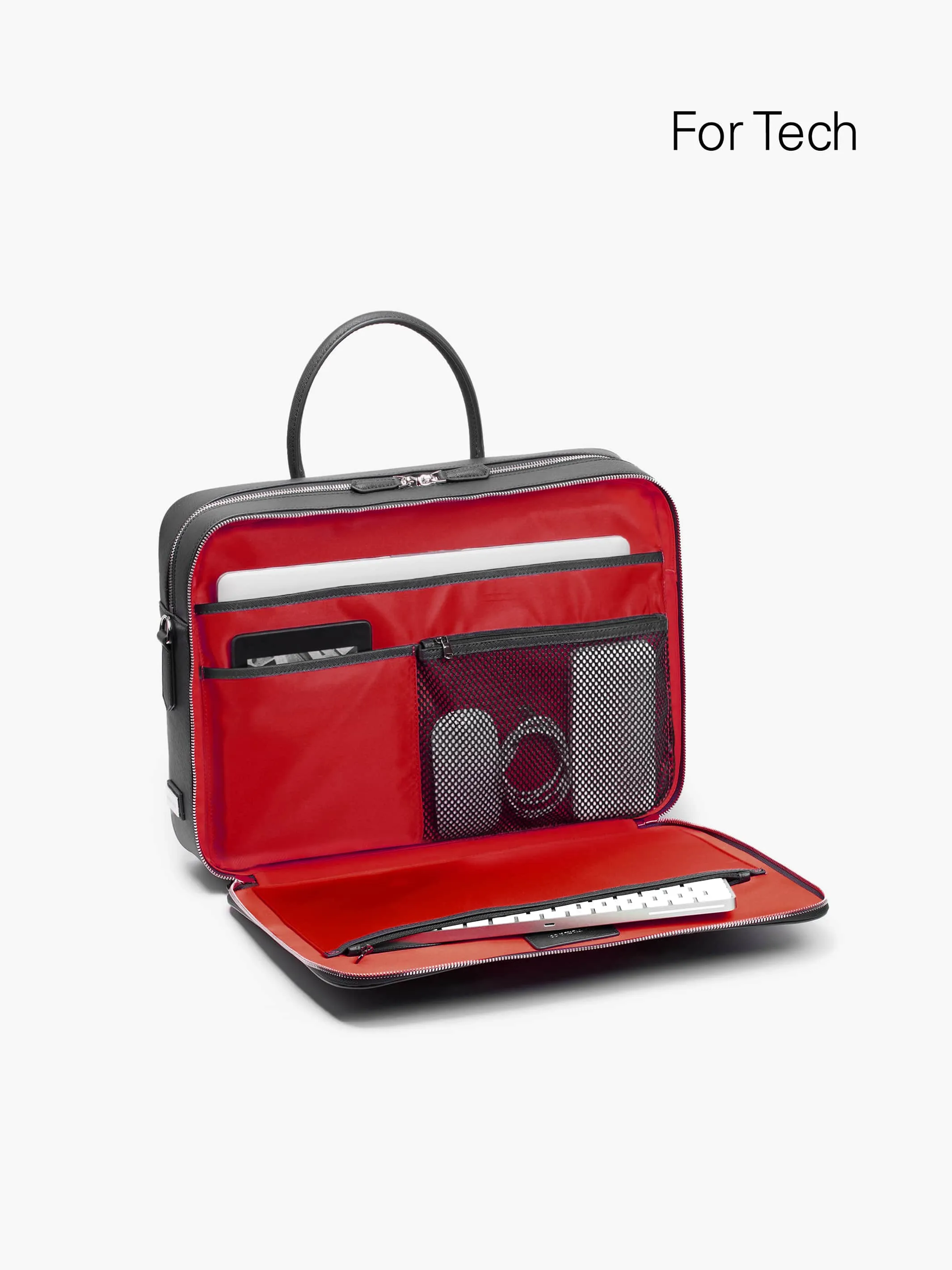 Manhattan Double-Zip Leather Briefcase