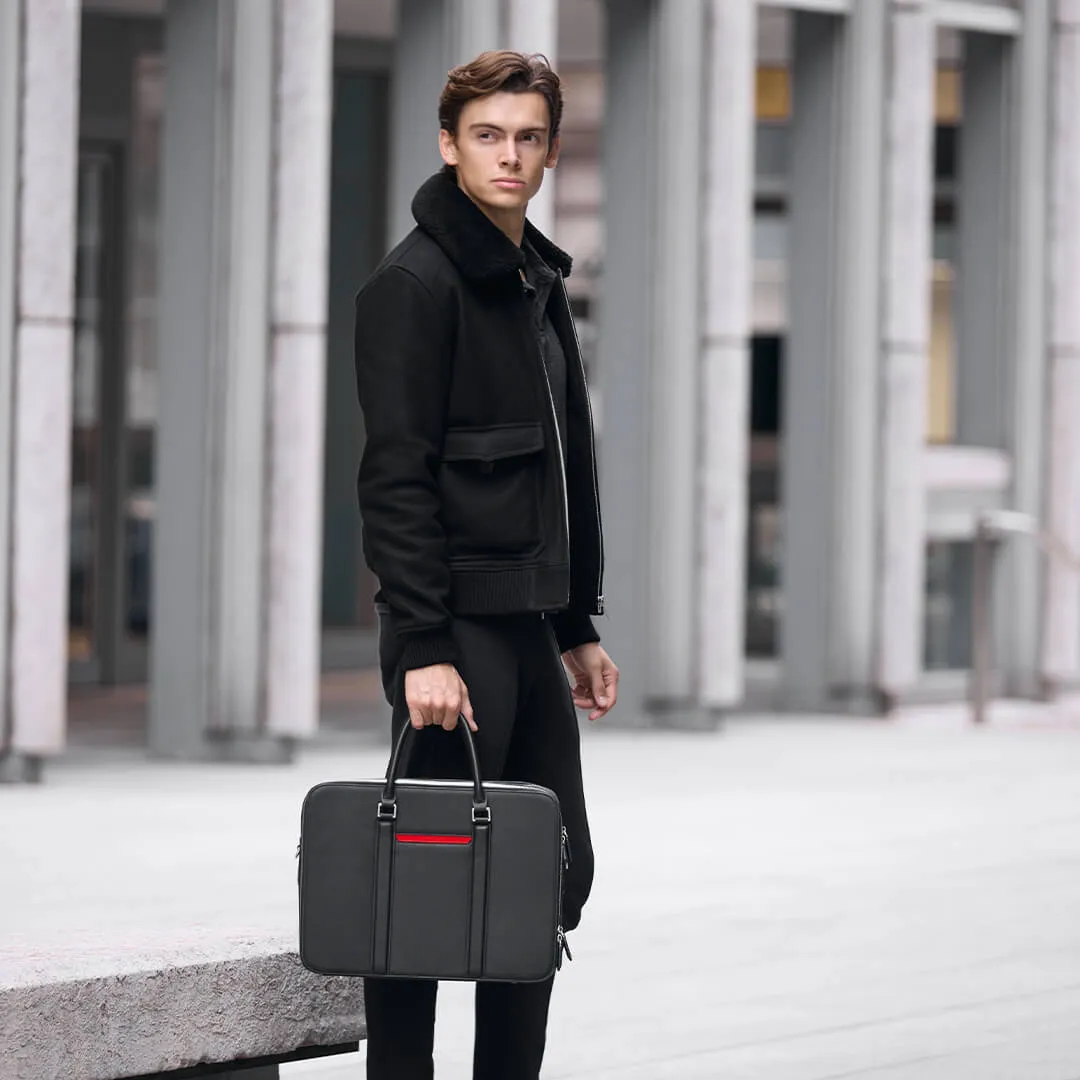 Manhattan Double-Zip Leather Briefcase
