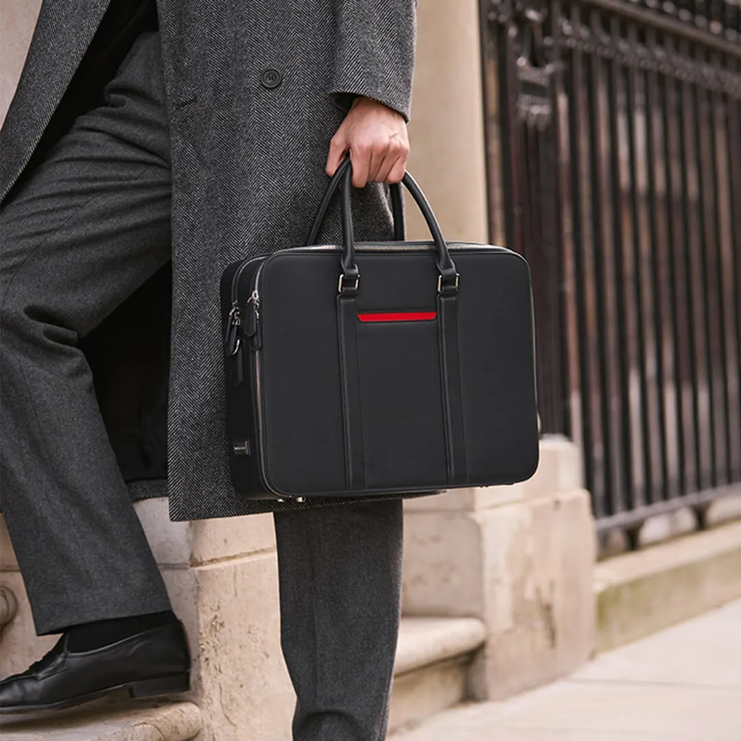 Manhattan Double-Zip Leather Briefcase