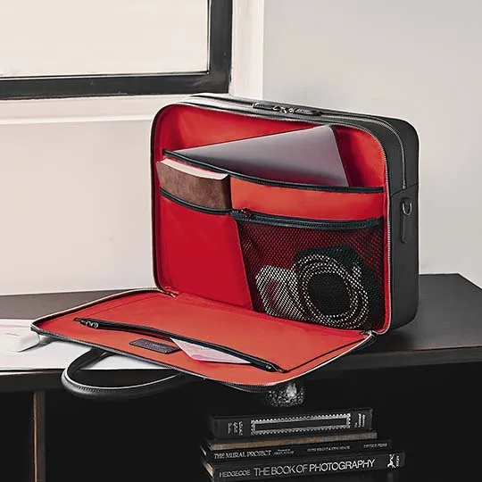 Manhattan Double-Zip Leather Briefcase