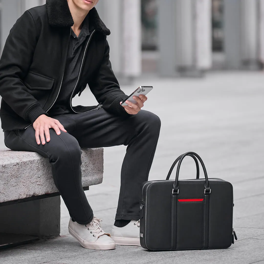 Manhattan Double-Zip Leather Briefcase