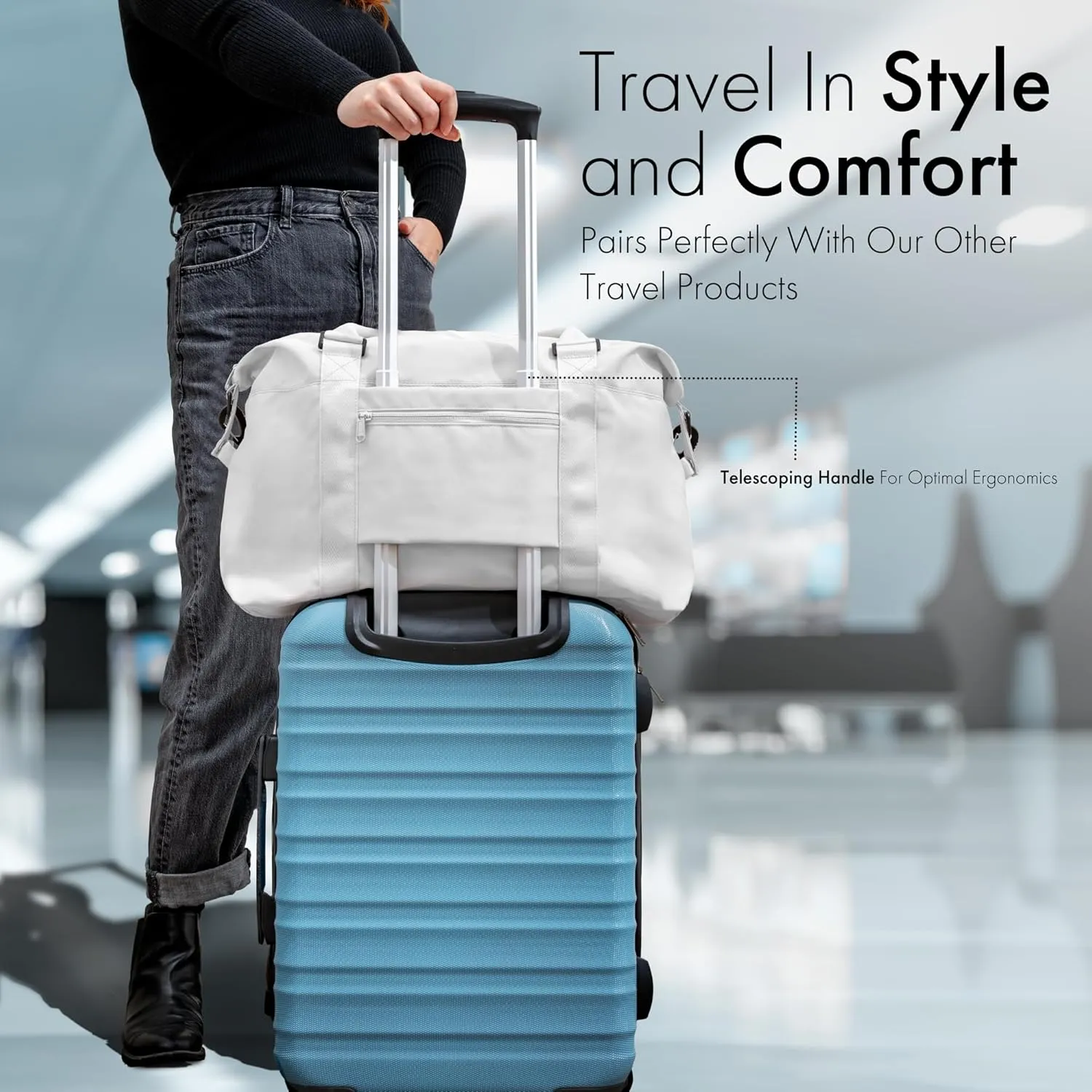 (Not Made In China) 21-Inch Carry On Luggage With Spinner Wheels, Expandable Hardside Suitcase, Airline Approved, Lightweight and Scratch Resistant Polycarbonate Shell, 4 Wheels (Blue)