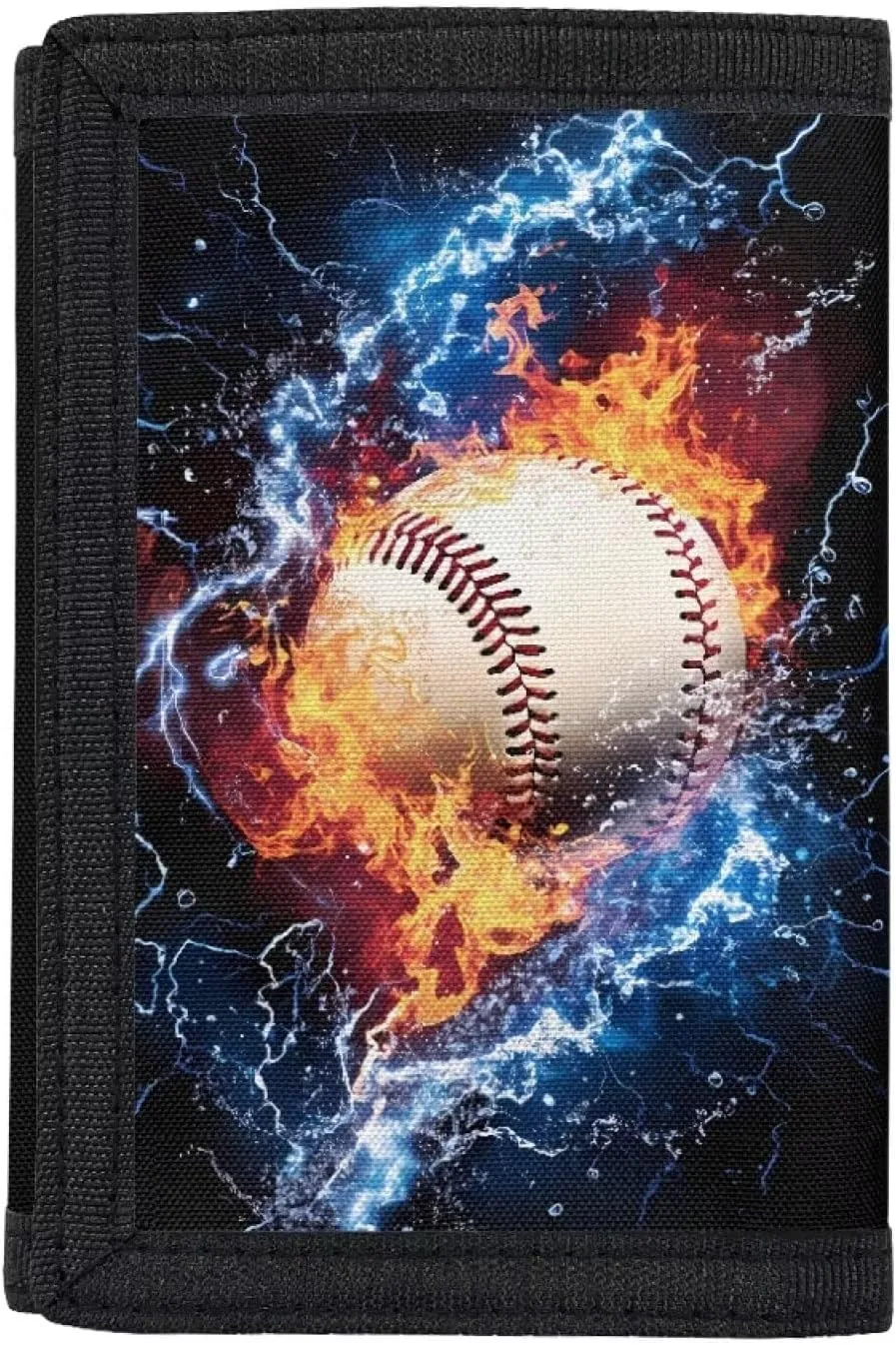 Rnyleeg Kids Wallet for Boys & Girls,Sport Theme Trifold Wallet with Coin Pocket,Cash Pocket Novelty Wallet for Childrens Gifts, Fire Flash Baseball, Casual