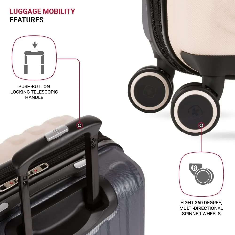 SwissGear Duet Hardside Expandable Luggage with Spinner Wheels, Pink/Dark Grey, 3-Piece Set (19/24/28)