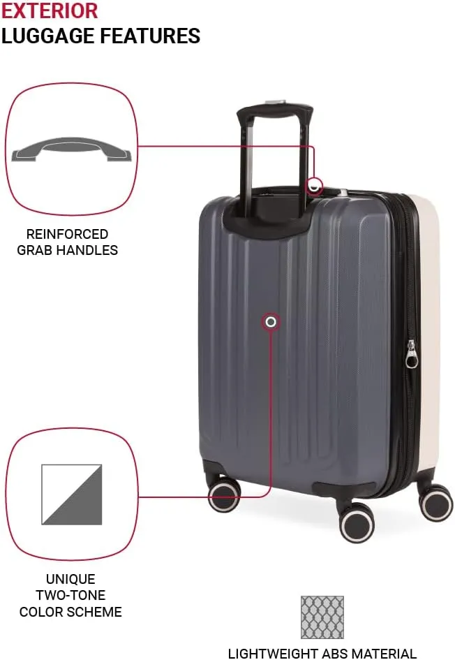 SwissGear Duet Hardside Expandable Luggage with Spinner Wheels, Pink/Dark Grey, 3-Piece Set (19/24/28)