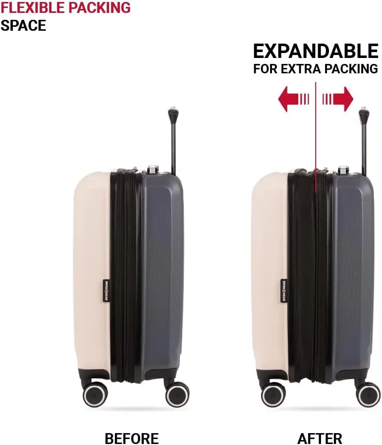 SwissGear Duet Hardside Expandable Luggage with Spinner Wheels, Pink/Dark Grey, 3-Piece Set (19/24/28)