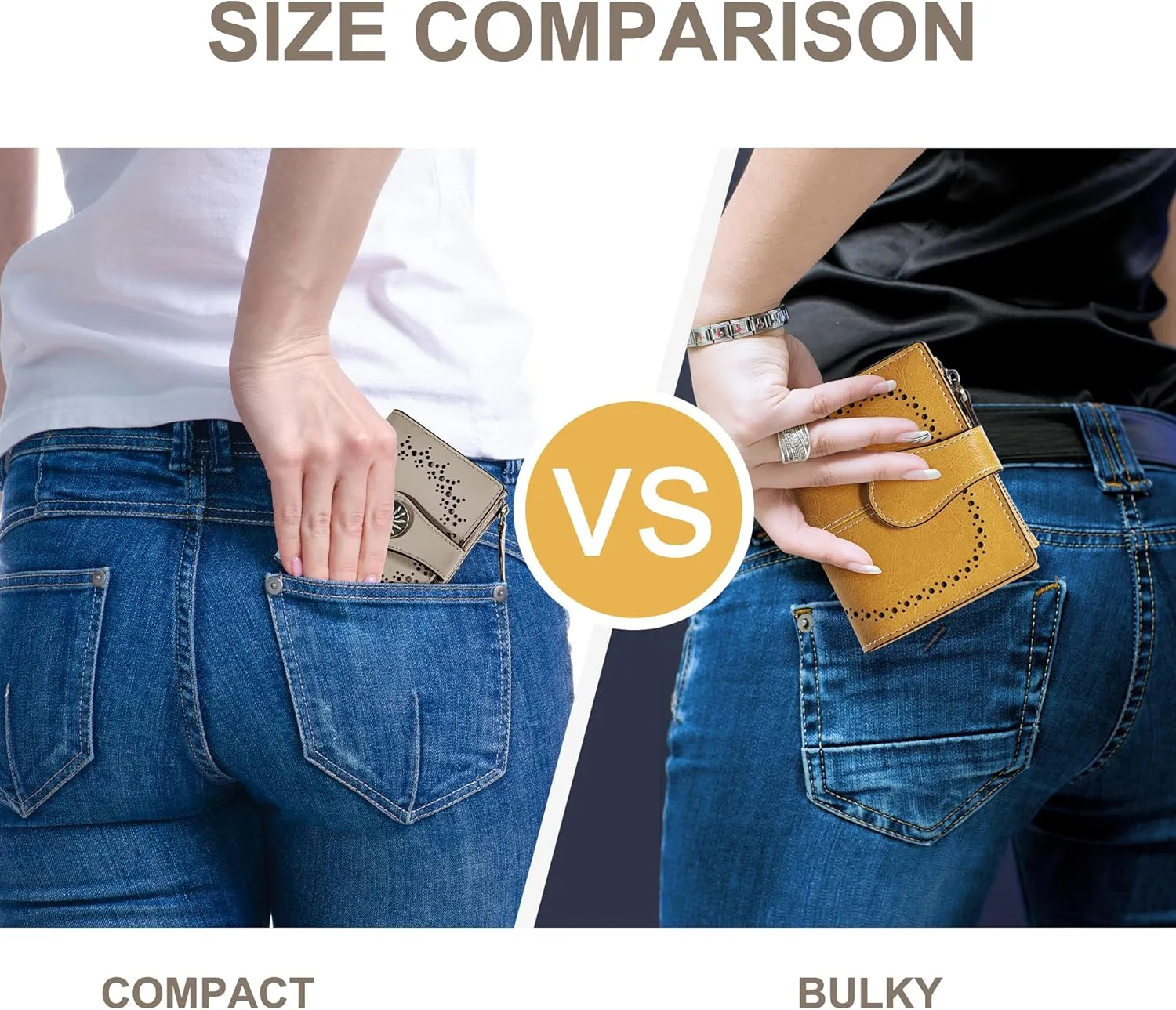 Tipmile Small Wallet for Women Bifold RFID Blocking Card Holder Leather Wallets with Zipper Coin Pocket, Khaki, Casual