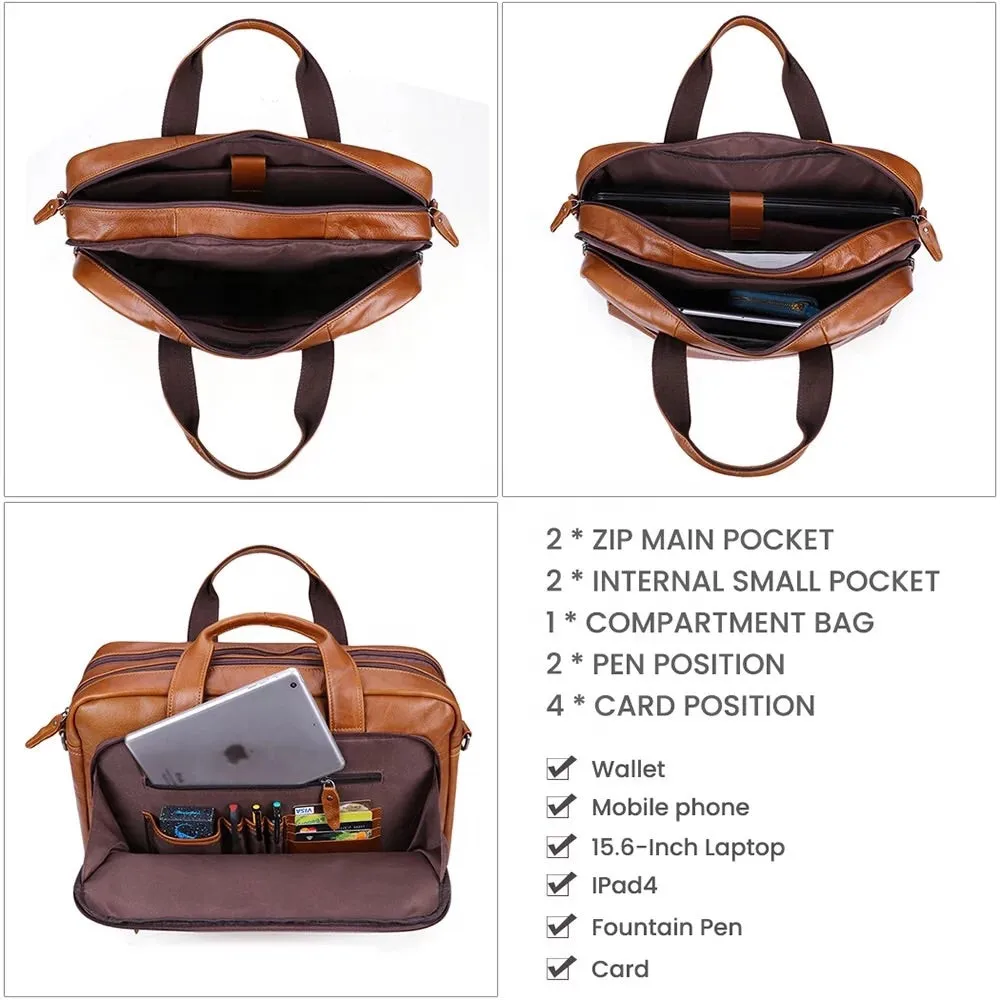 YAAGLE Genuine Leather Computer Messenger Handbag Briefcase YG6476