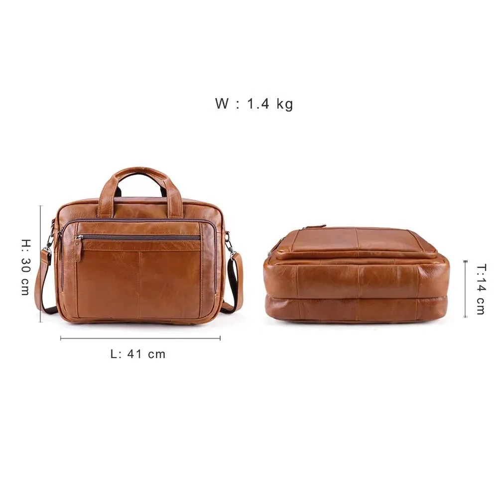 YAAGLE Genuine Leather Computer Messenger Handbag Briefcase YG6476