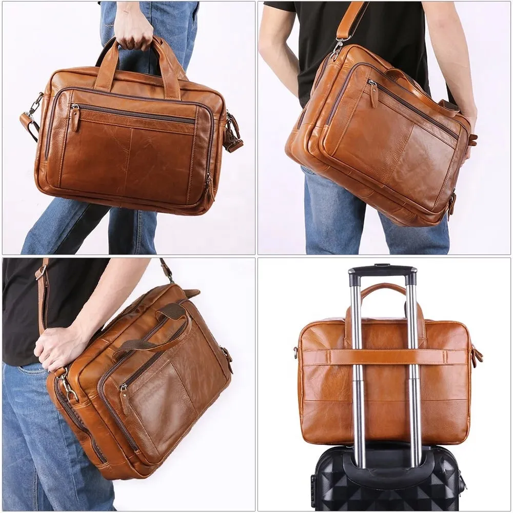 YAAGLE Genuine Leather Computer Messenger Handbag Briefcase YG6476