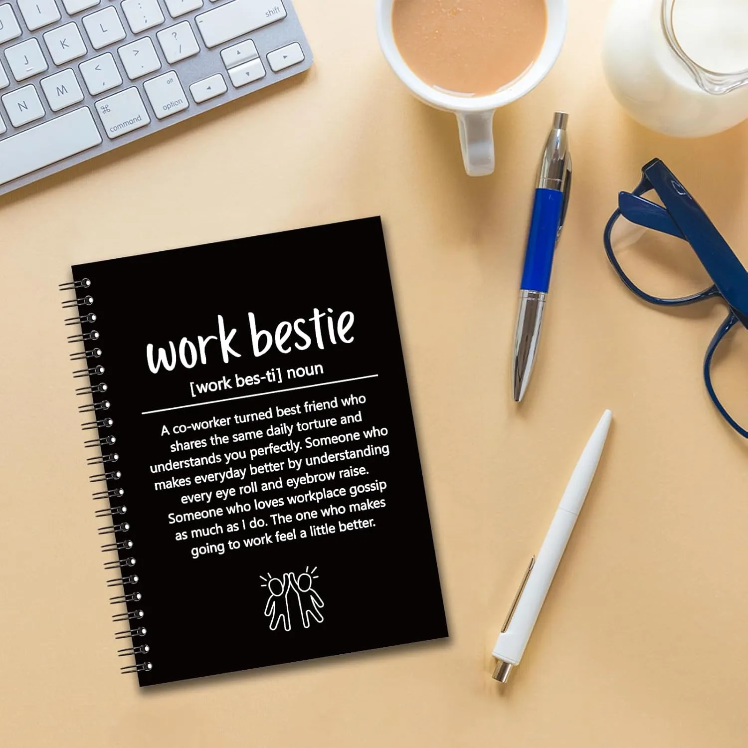 YAZMEEN Work Bestie Blank Spiral Notebook（160 Pages） Work Bestie Gift Hardcover Sketchbook Coworker Appreciation Gift Colleague Leaving Gift Funny Office Notebook Gift for Work Bestie Employee Friend