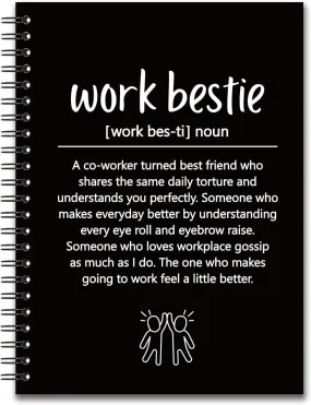 YAZMEEN Work Bestie Blank Spiral Notebook（160 Pages） Work Bestie Gift Hardcover Sketchbook Coworker Appreciation Gift Colleague Leaving Gift Funny Office Notebook Gift for Work Bestie Employee Friend